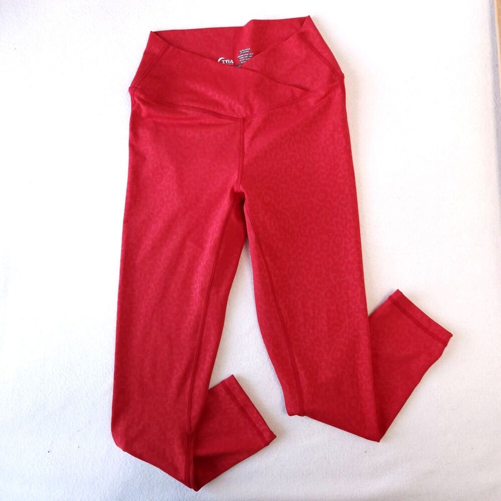 Zyia Light n Tight Low-Rise‎ Red Animal Print Leggings Size 6-8 Sculpting Fit